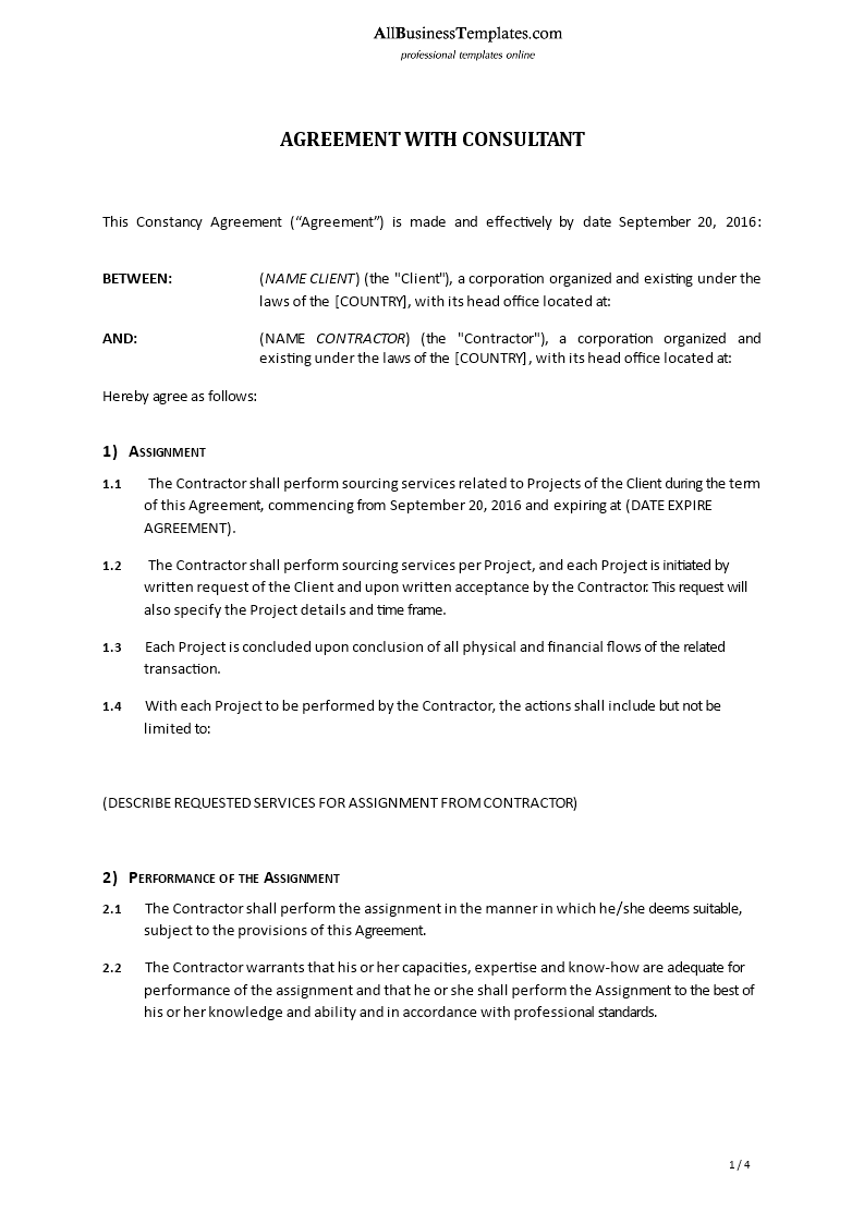 consultancy agreement template