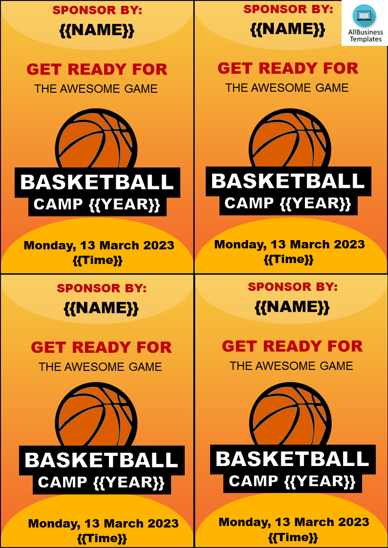 folleto de campamento de baloncesto plantilla imagen principal