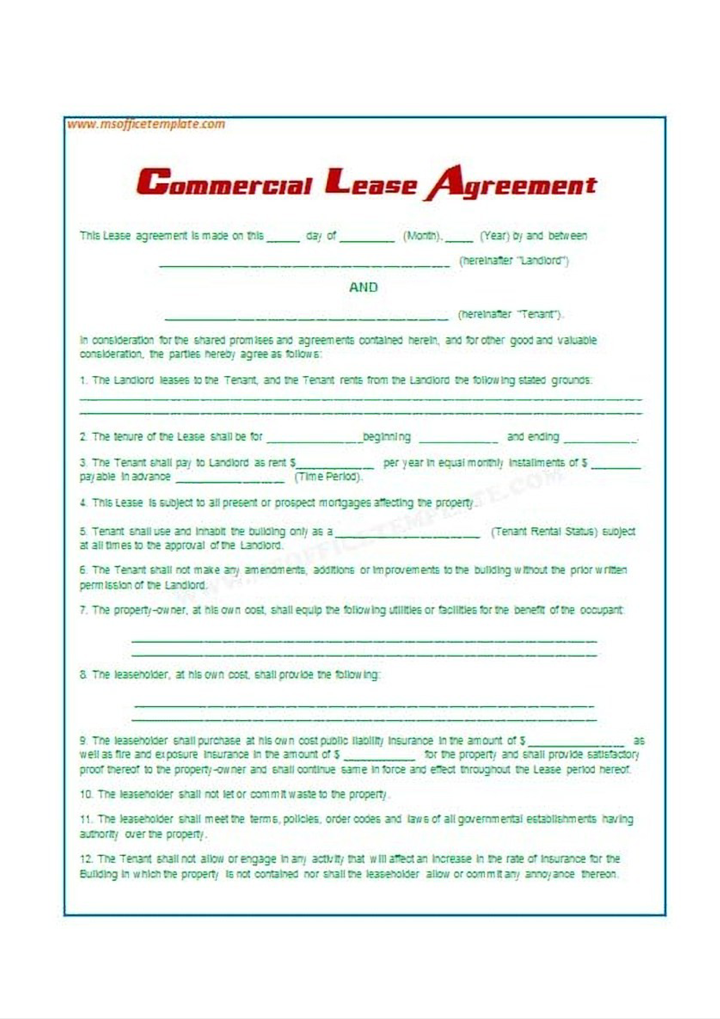 lease agreements sample modèles