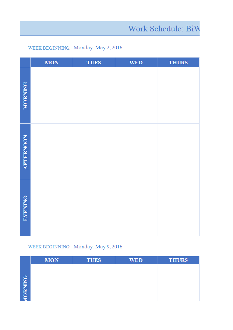 weekly calendar template example 模板
