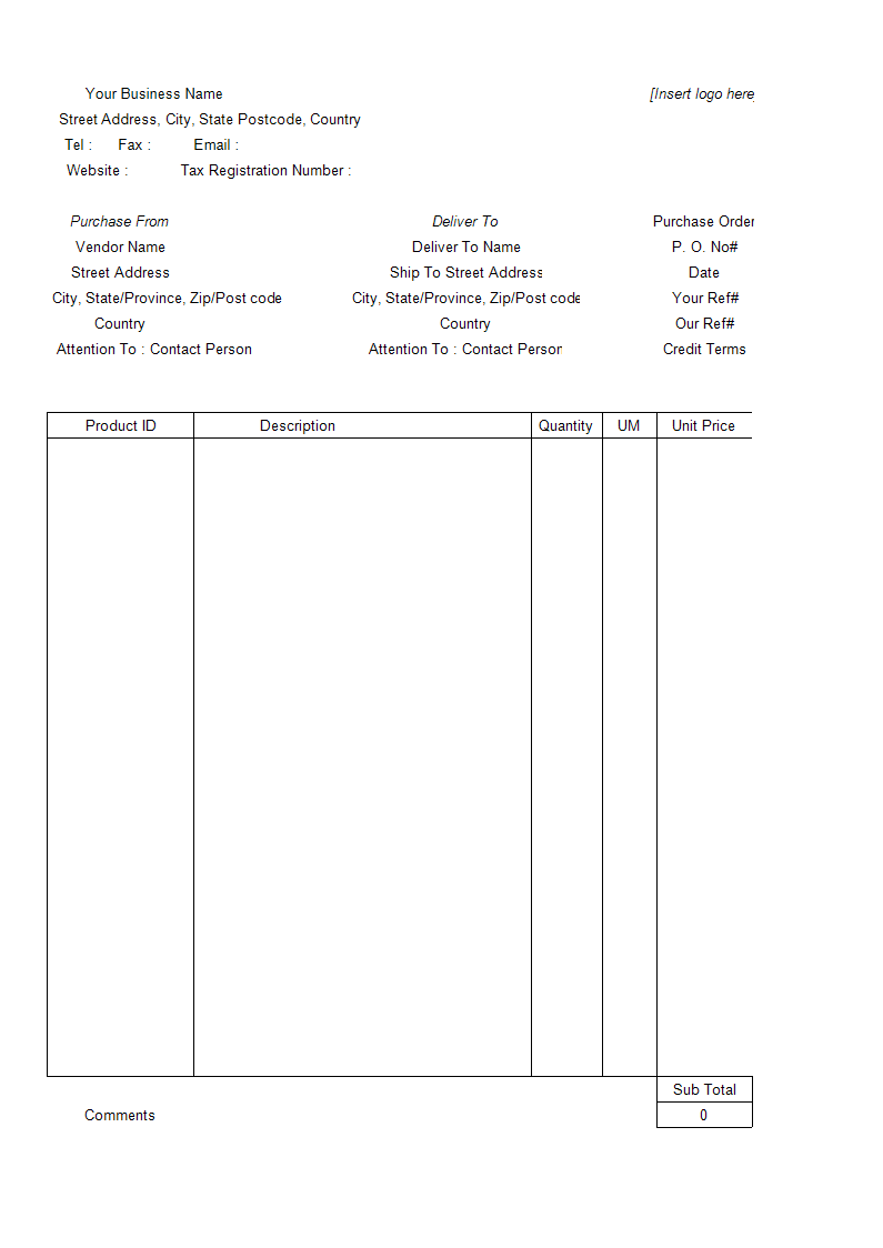 Purchase Order template main image