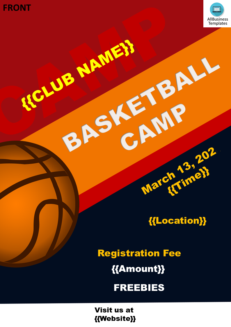 free basketball camp flyer template voorbeeld afbeelding 