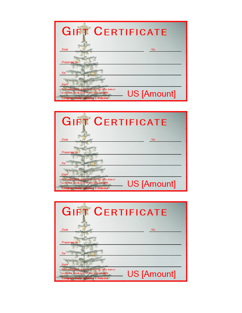 Christmas Gift Certificate sample 模板