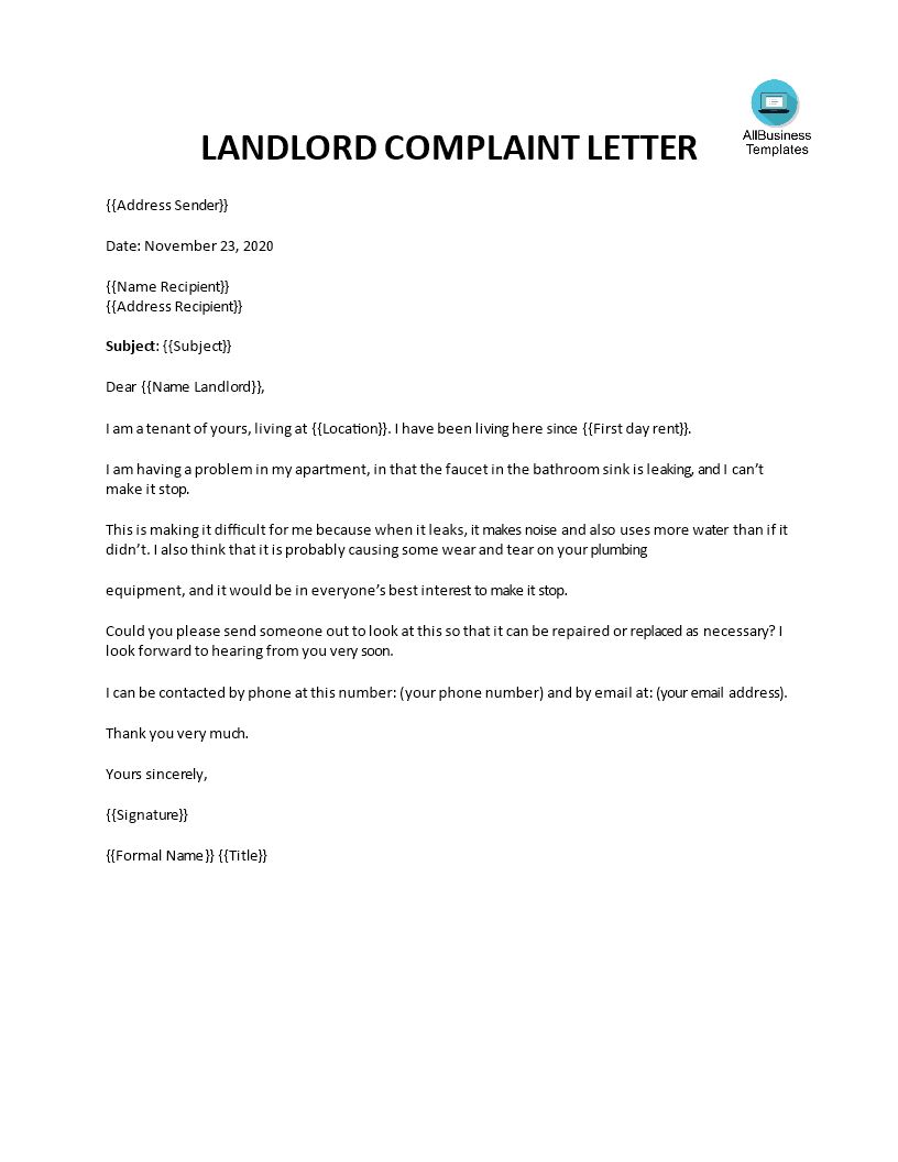 Landlord Complaint Letter main image