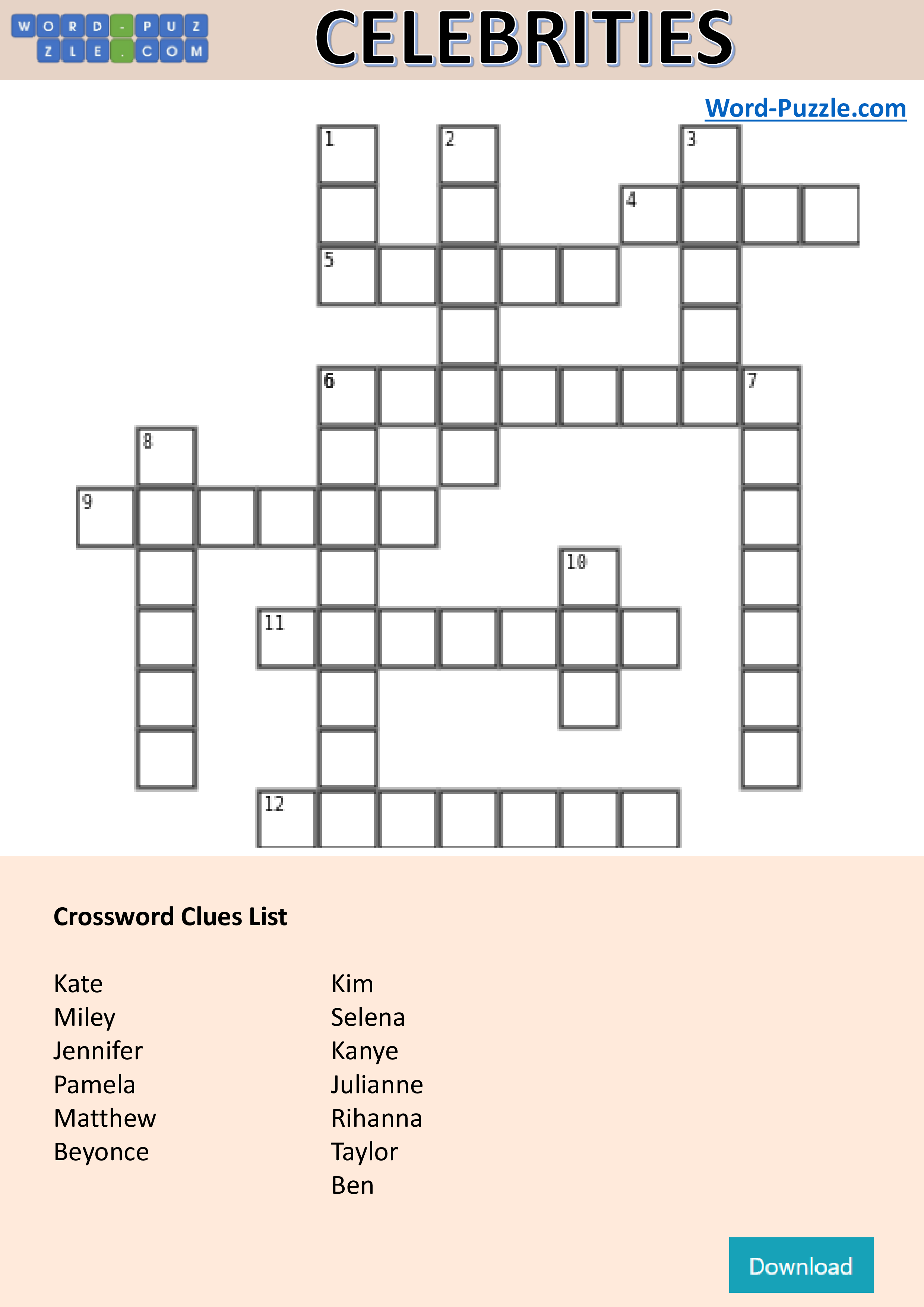 Celebrity Crossword Puzzle main image