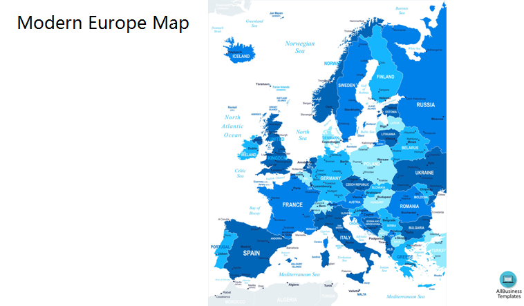 Modern Europe Map Outline 模板