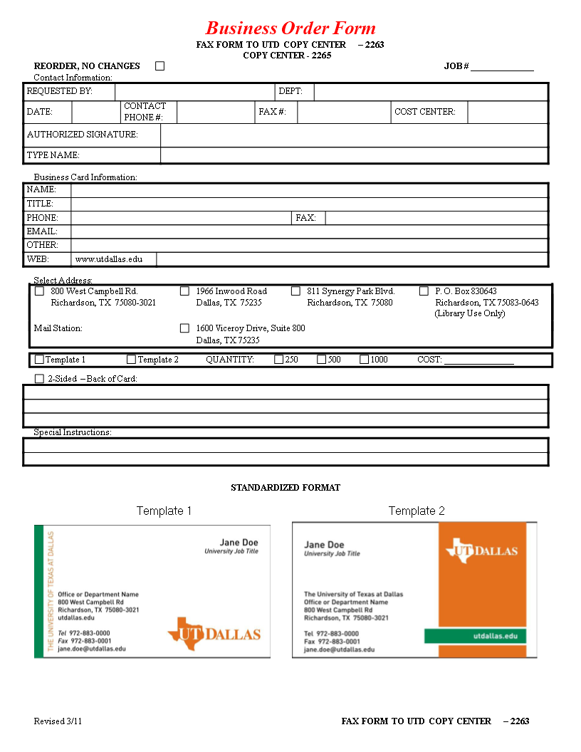 Business Order Form Word main image