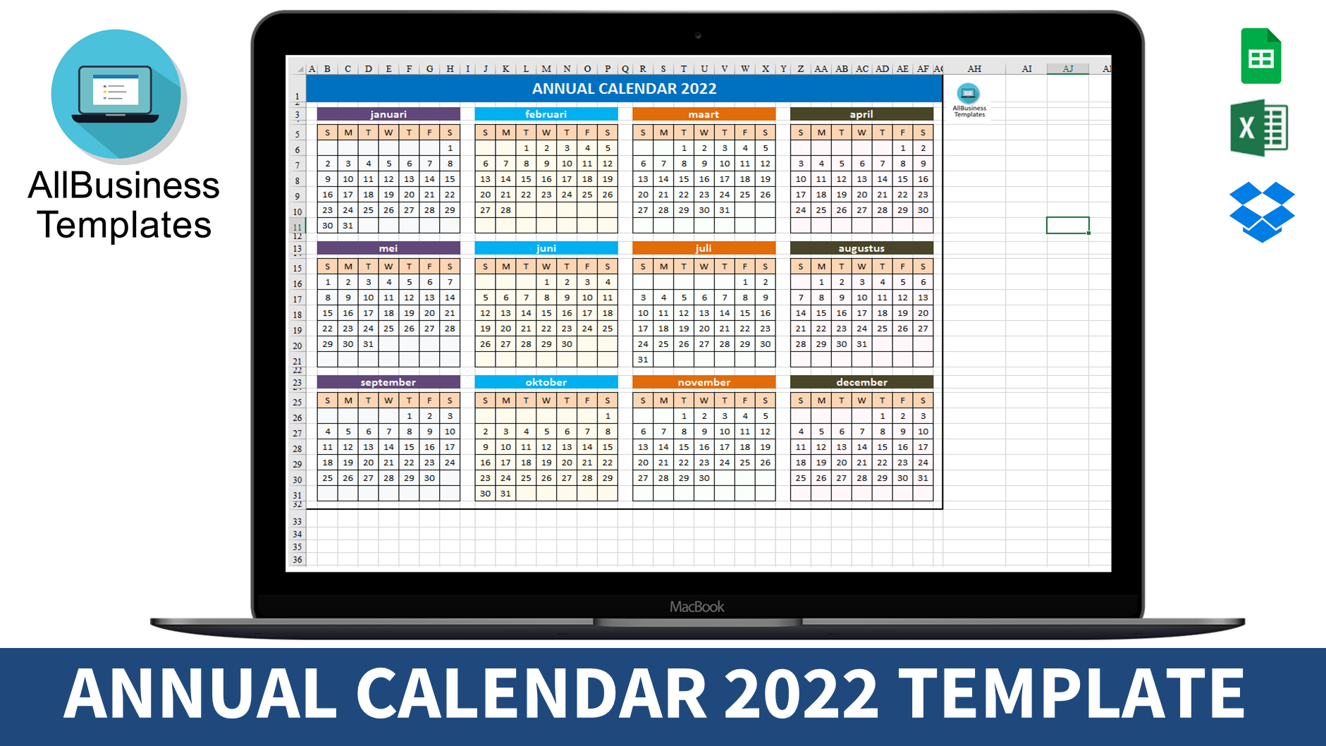 annual calendar 2022 voorbeeld afbeelding 