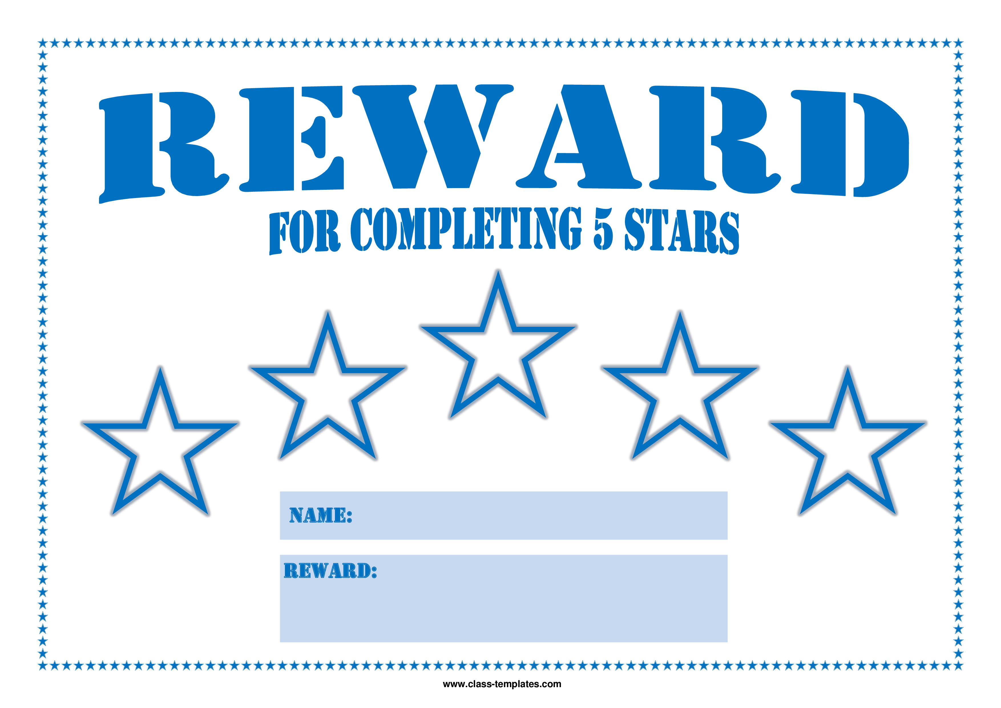 5 Star Reward Chart template 模板