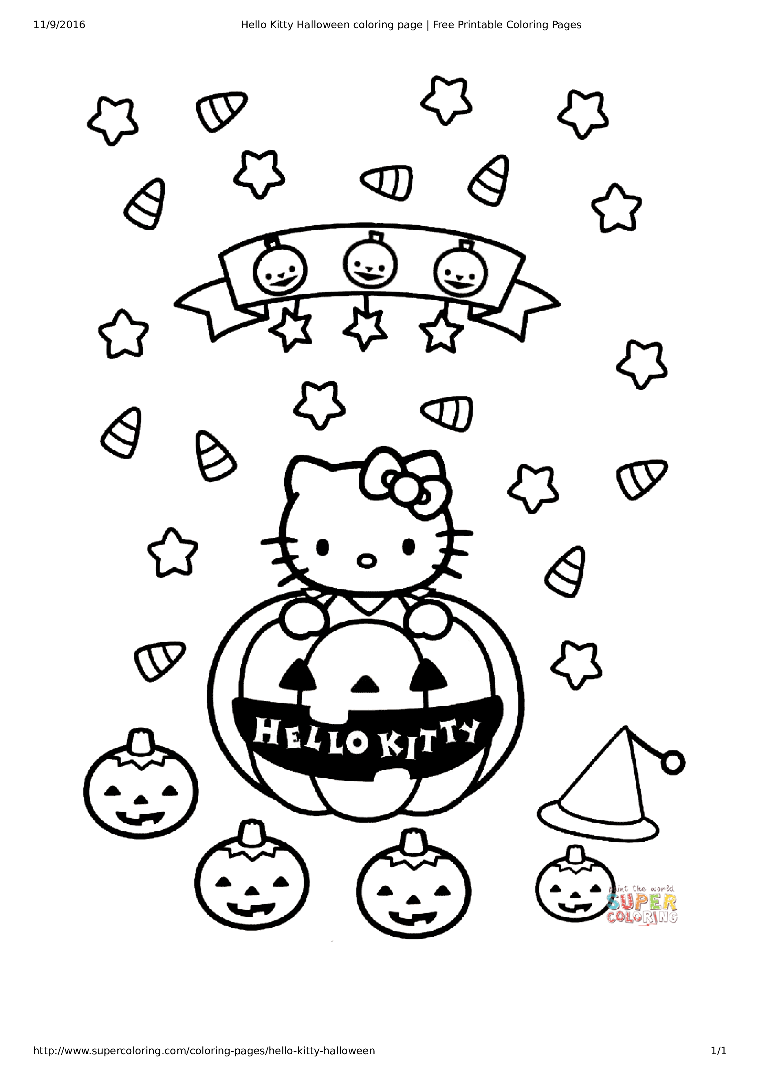 Hello Kitty Christmas Coloring Page main image