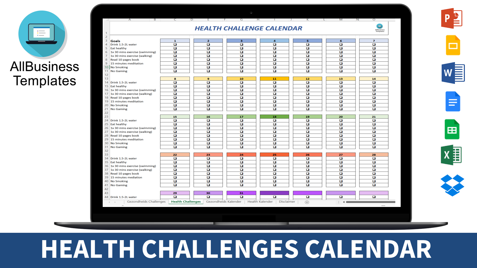 printable 30 day challenge calendar modèles