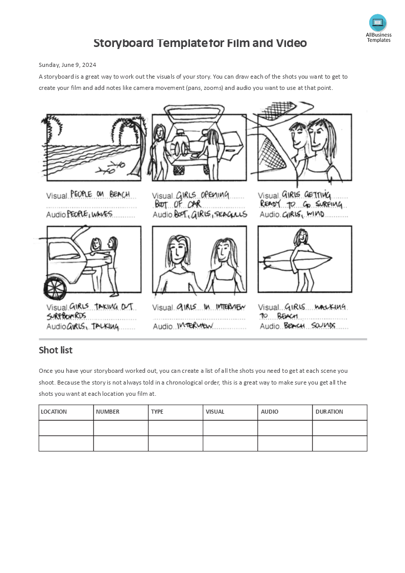 Sample Storyboard Template For Film And Video main image