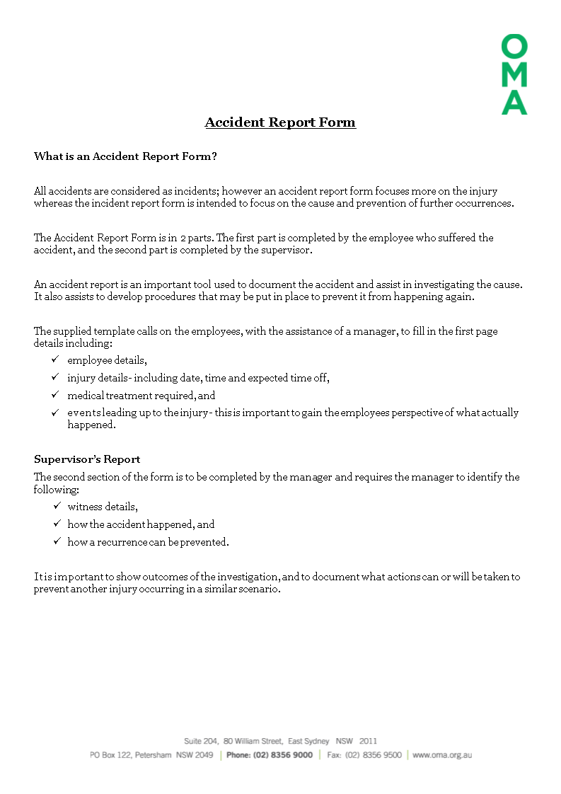 Construction Job Site Incident Report Form main image