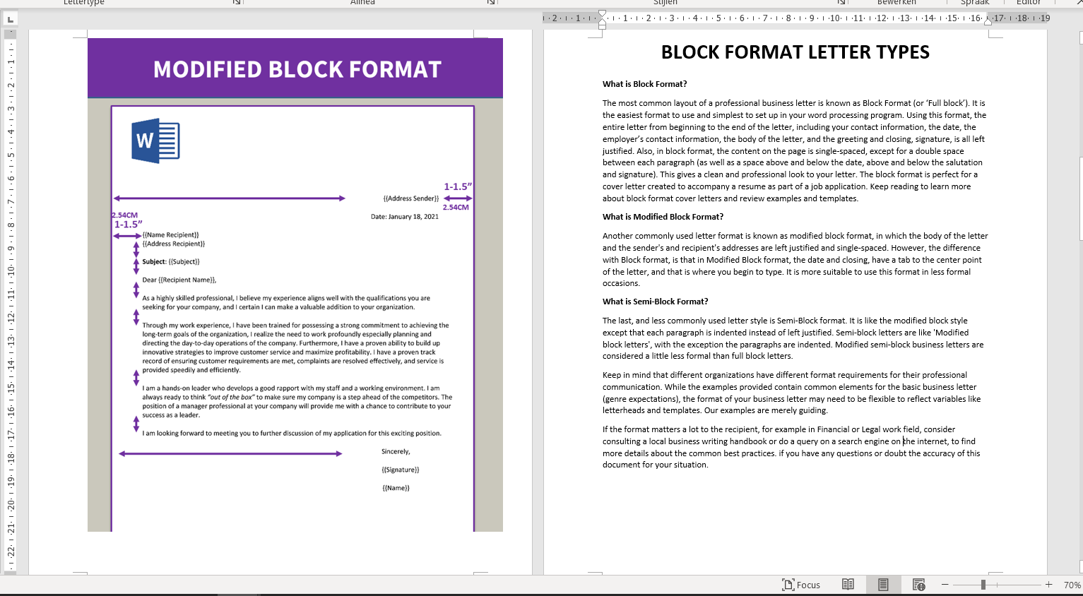 Block Style Business Letter 模板