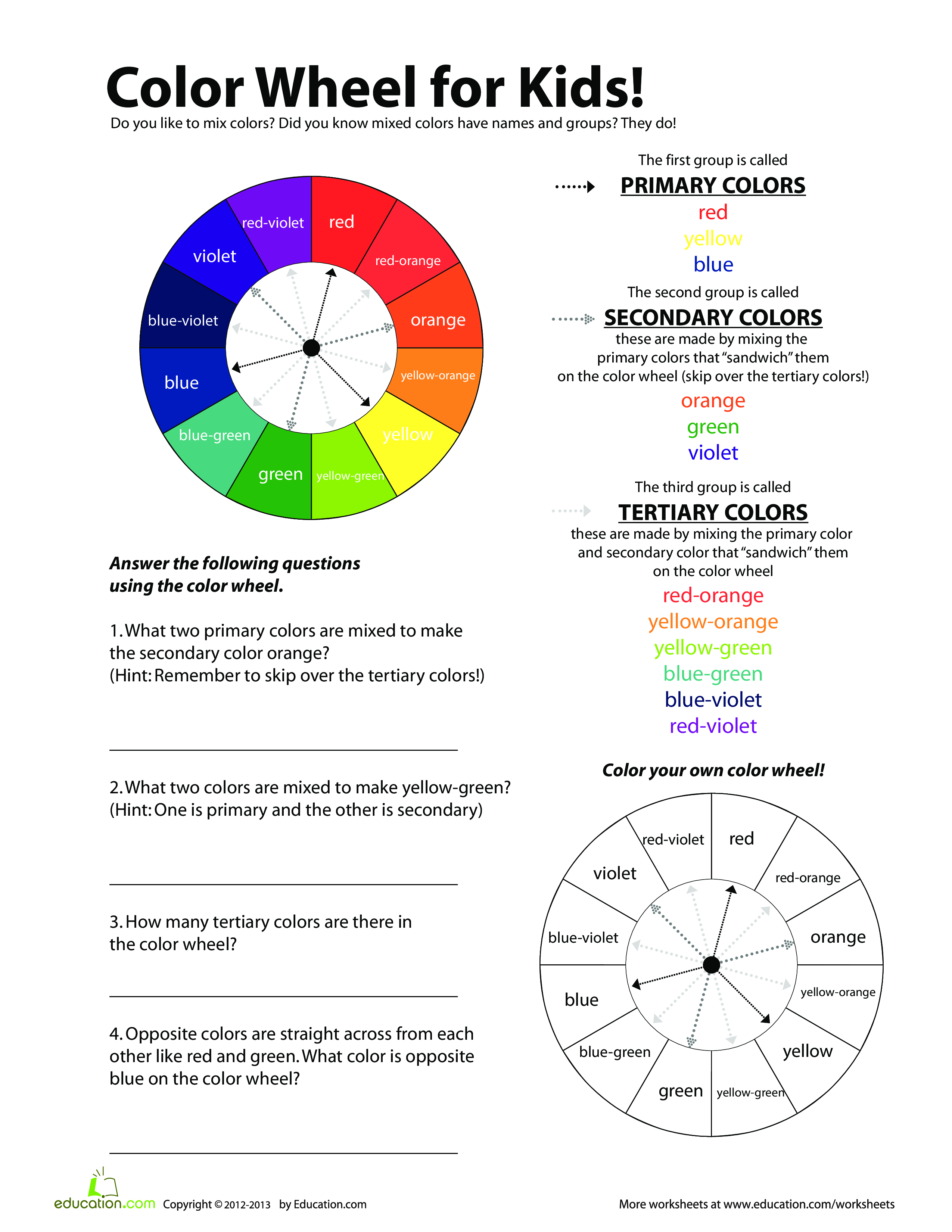 color wheel chart for kids Hauptschablonenbild