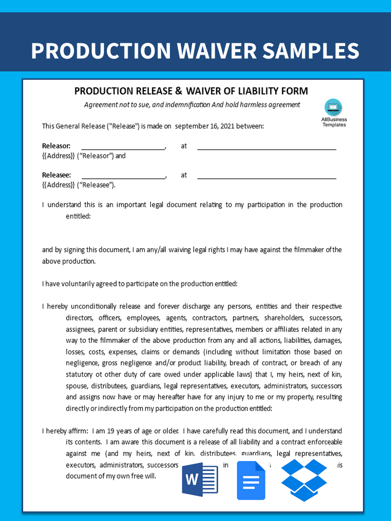 Production Waiver of Liability main image