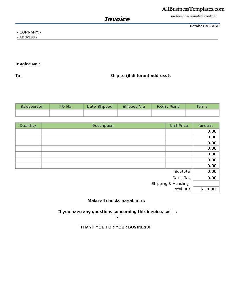 invoice template template