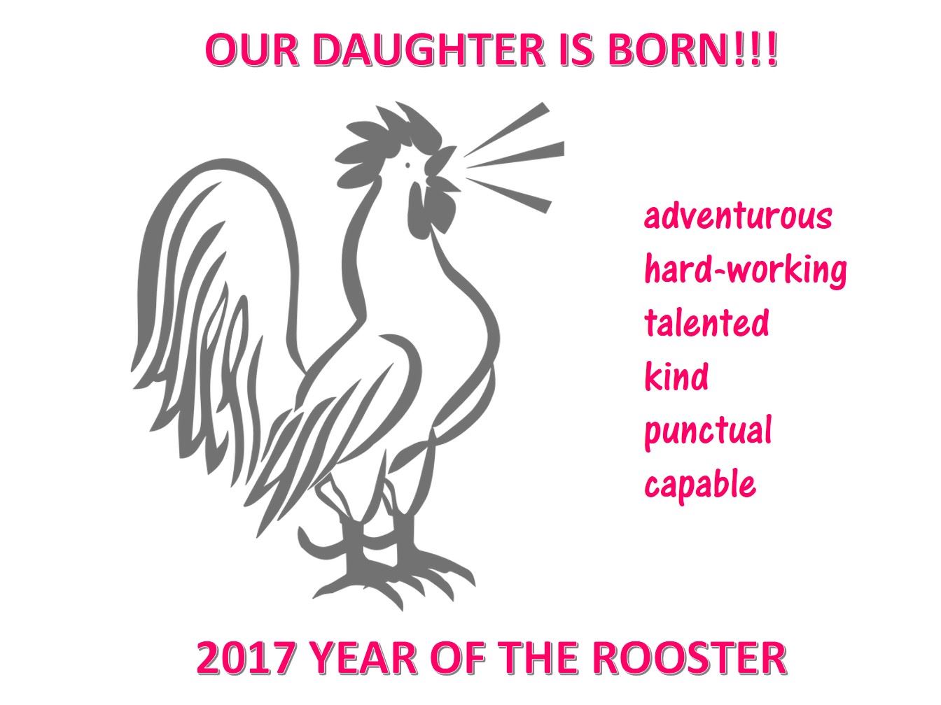 daughter born chinese year of rooster poster voorbeeld afbeelding 