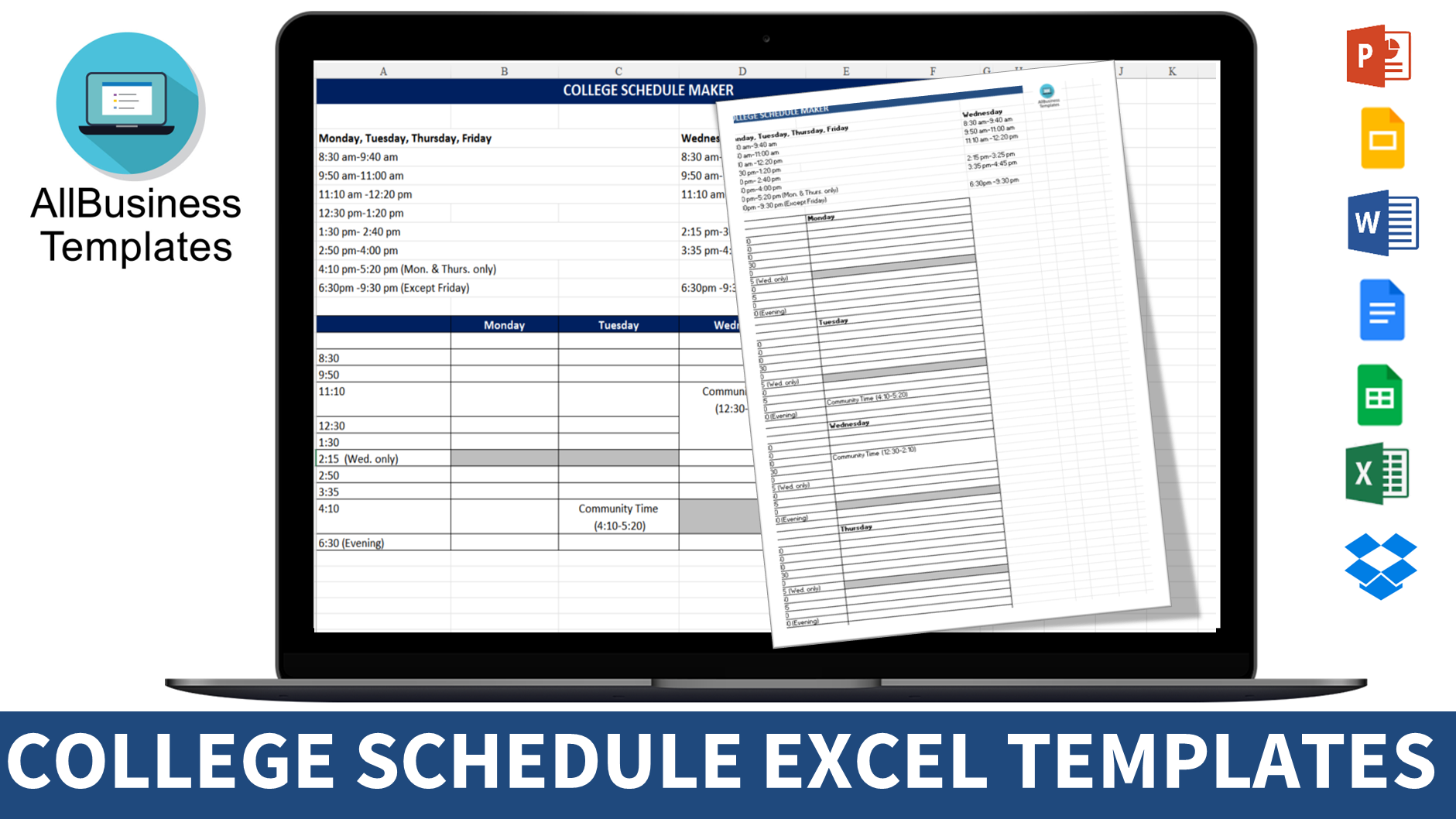 college schedule voorbeeld afbeelding 