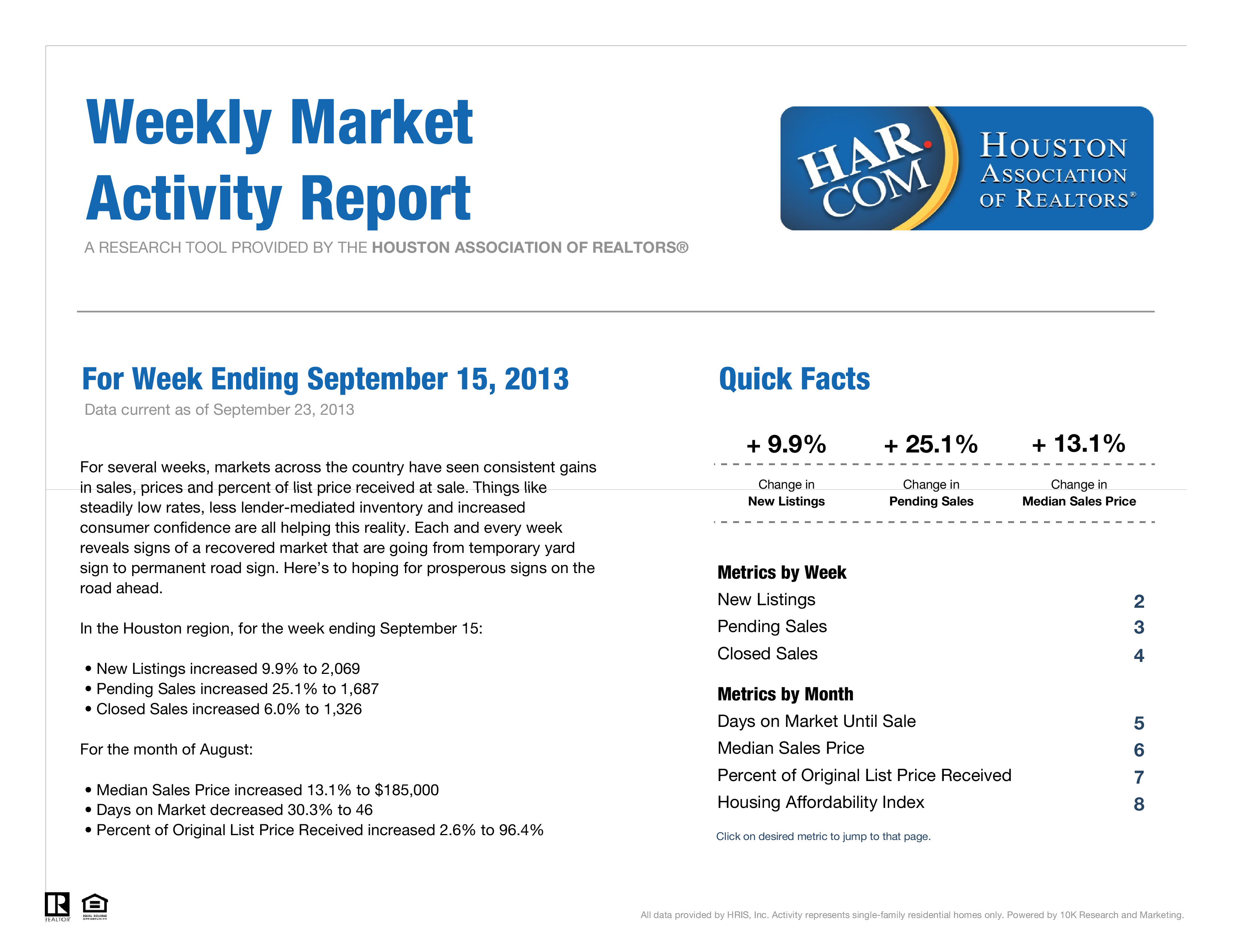 Weekly Market Activity Report 模板