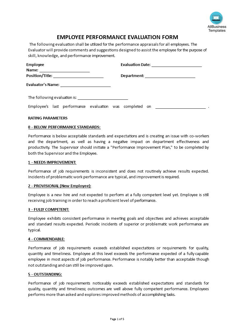 Employee Evaluation Form main image
