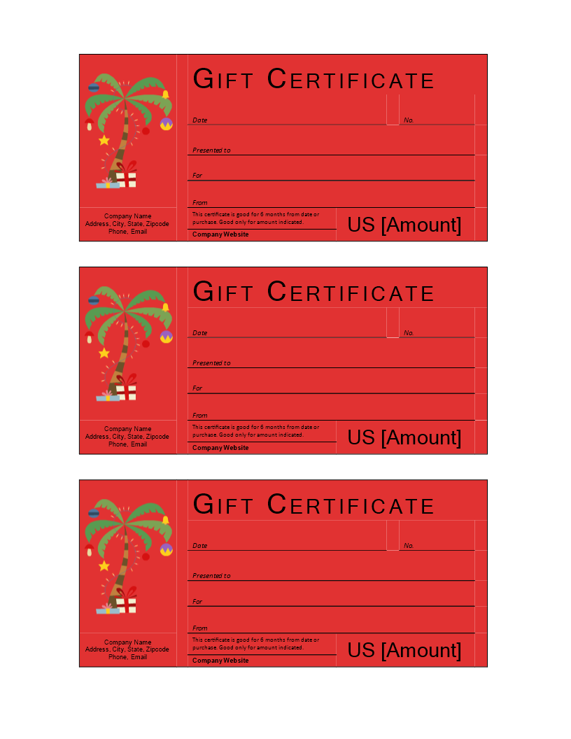 red christmas gift certificate example template