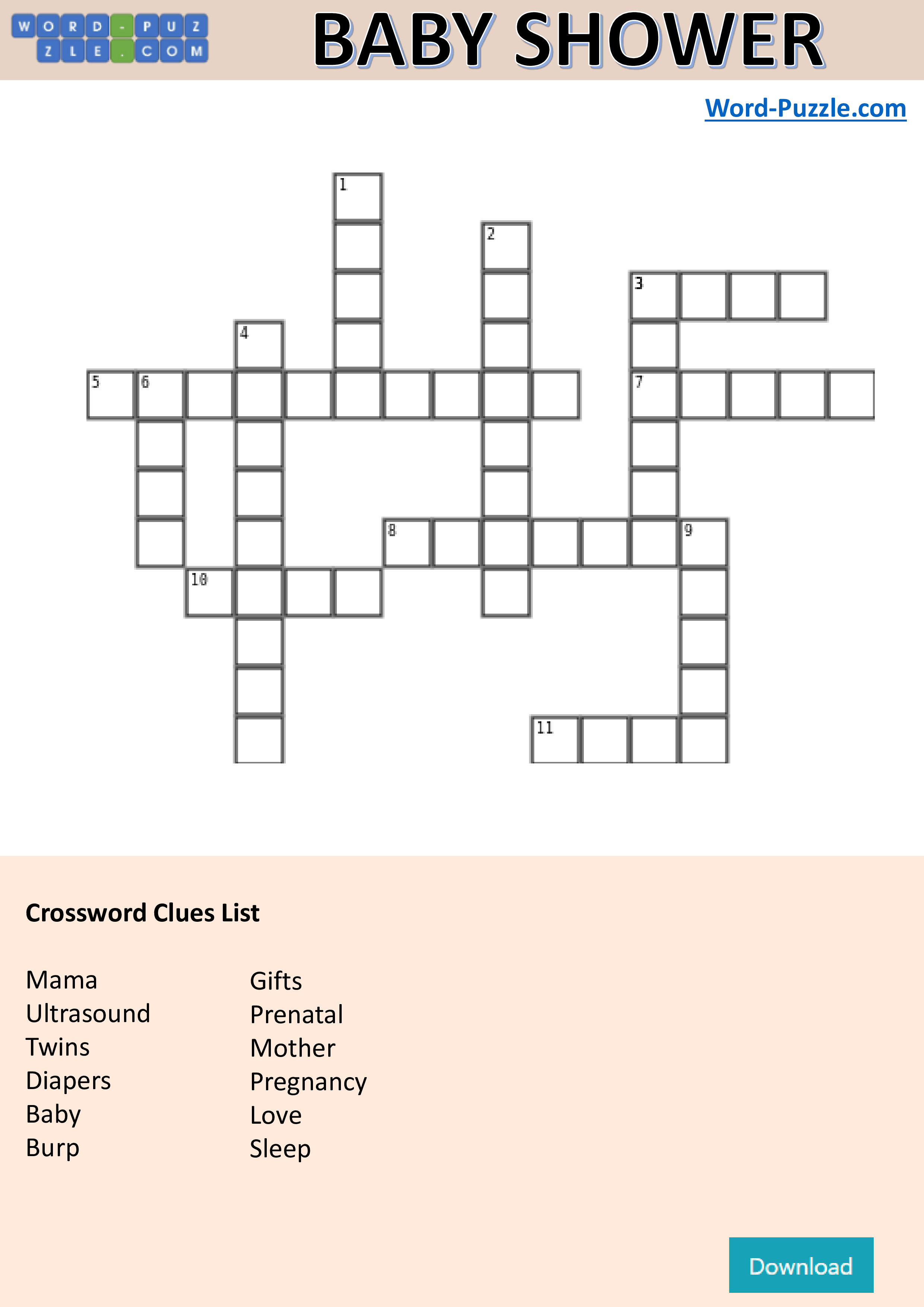 Crosswords Puzzle Baby Shower main image