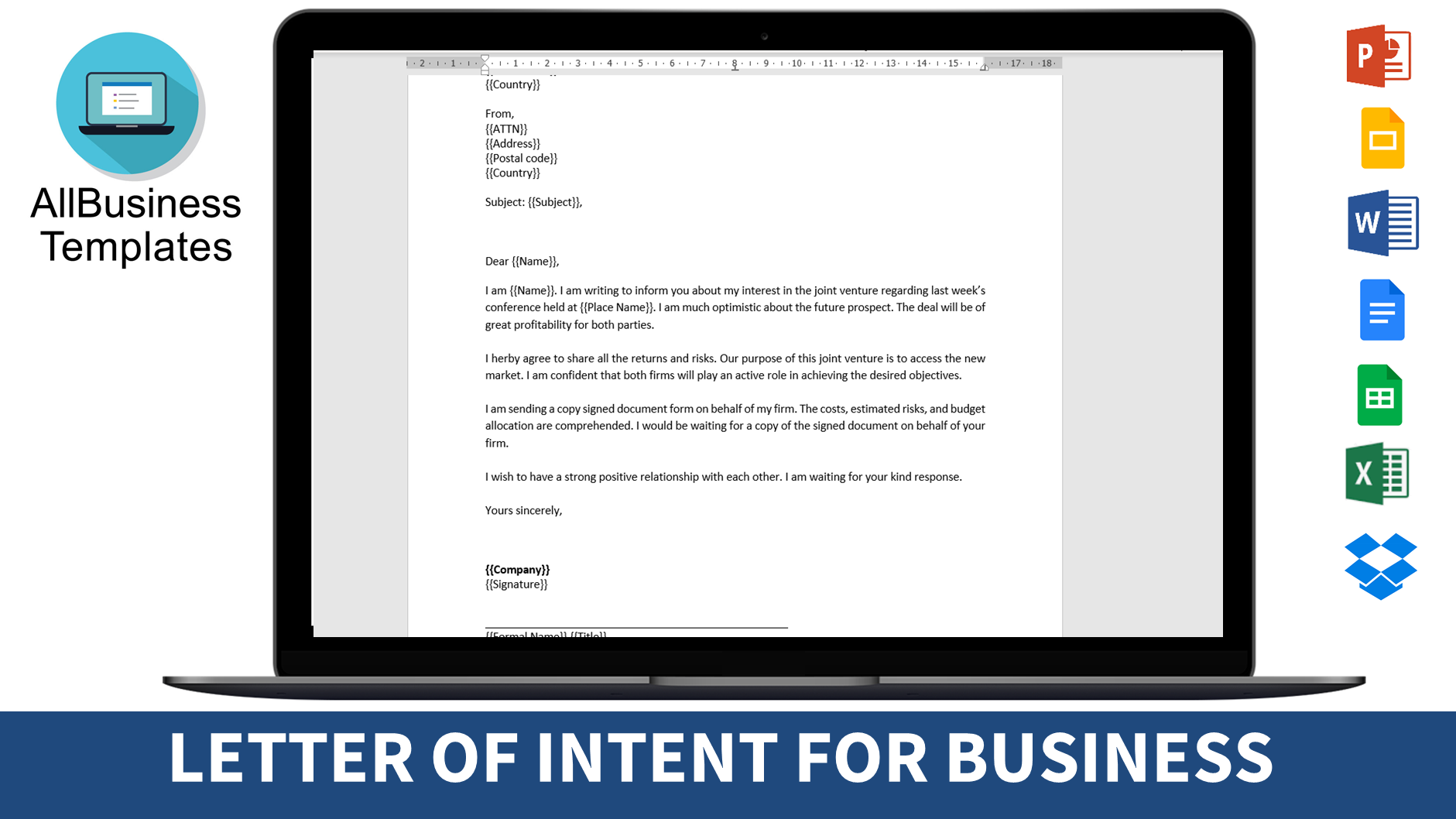 letter of intent for business plantilla imagen principal