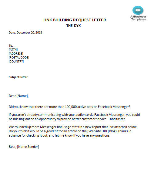 link building letter for facebook messenger bots Hauptschablonenbild