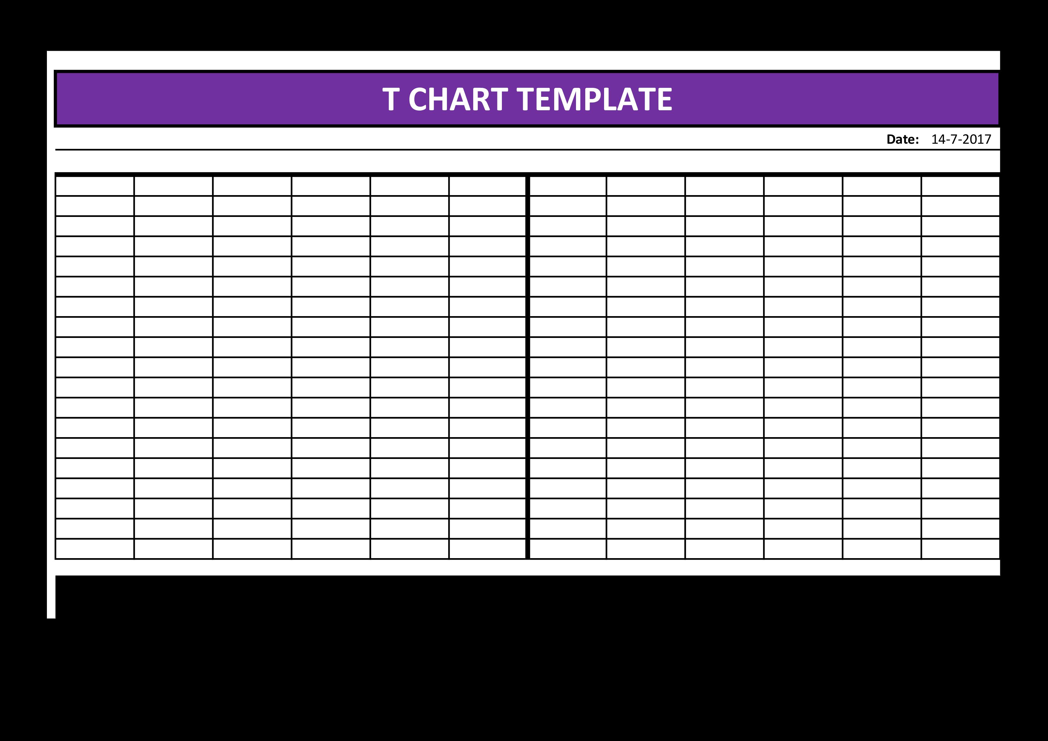 t-chart template Hauptschablonenbild