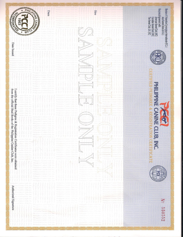 registration certificate of dog template