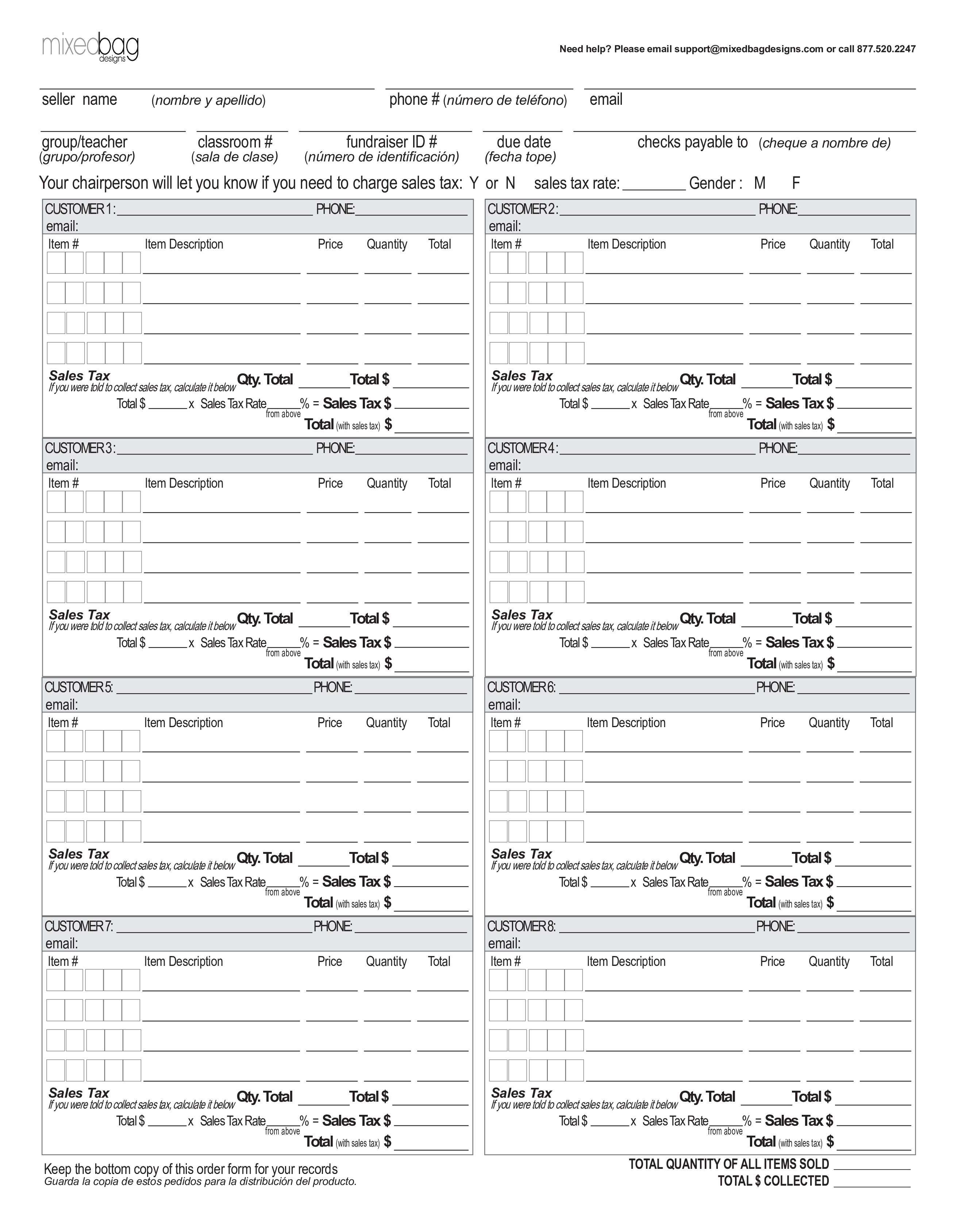 Student Order Form sheet main image