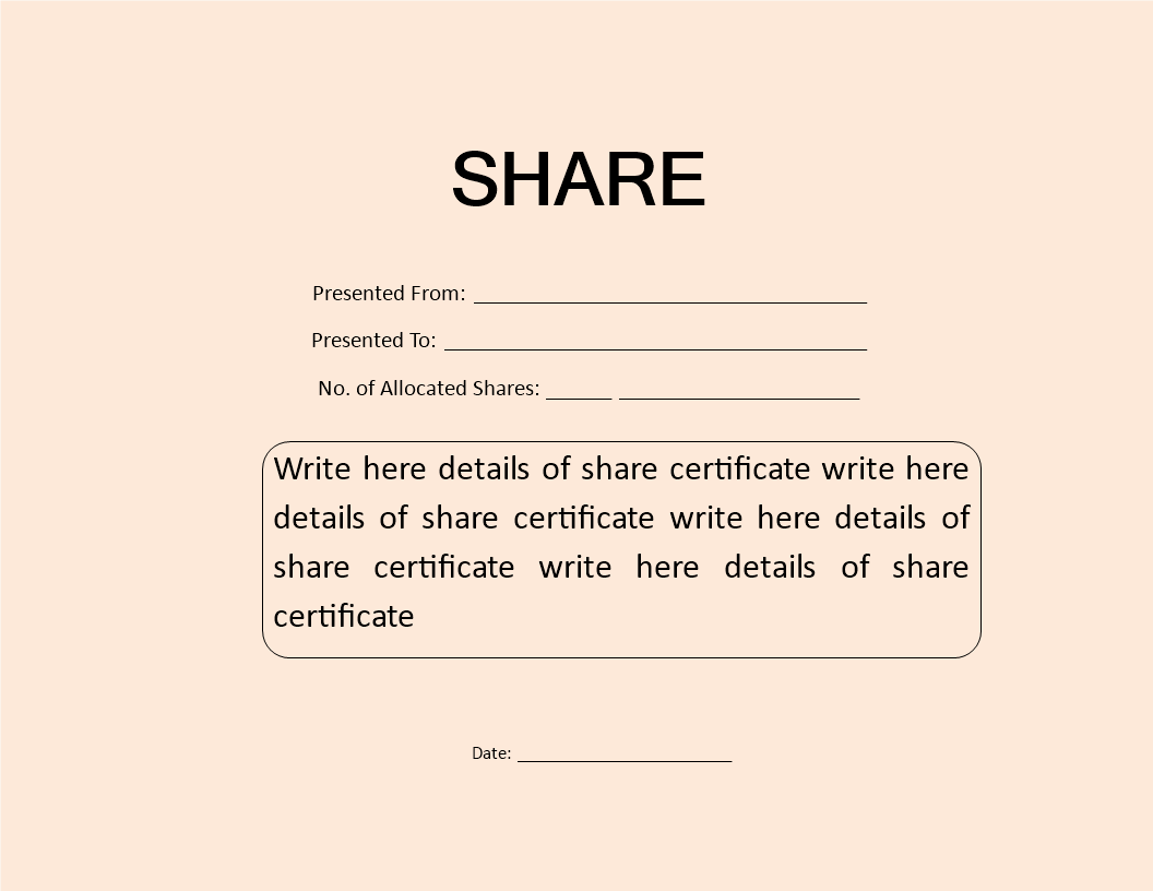 Share Certificate Word main image