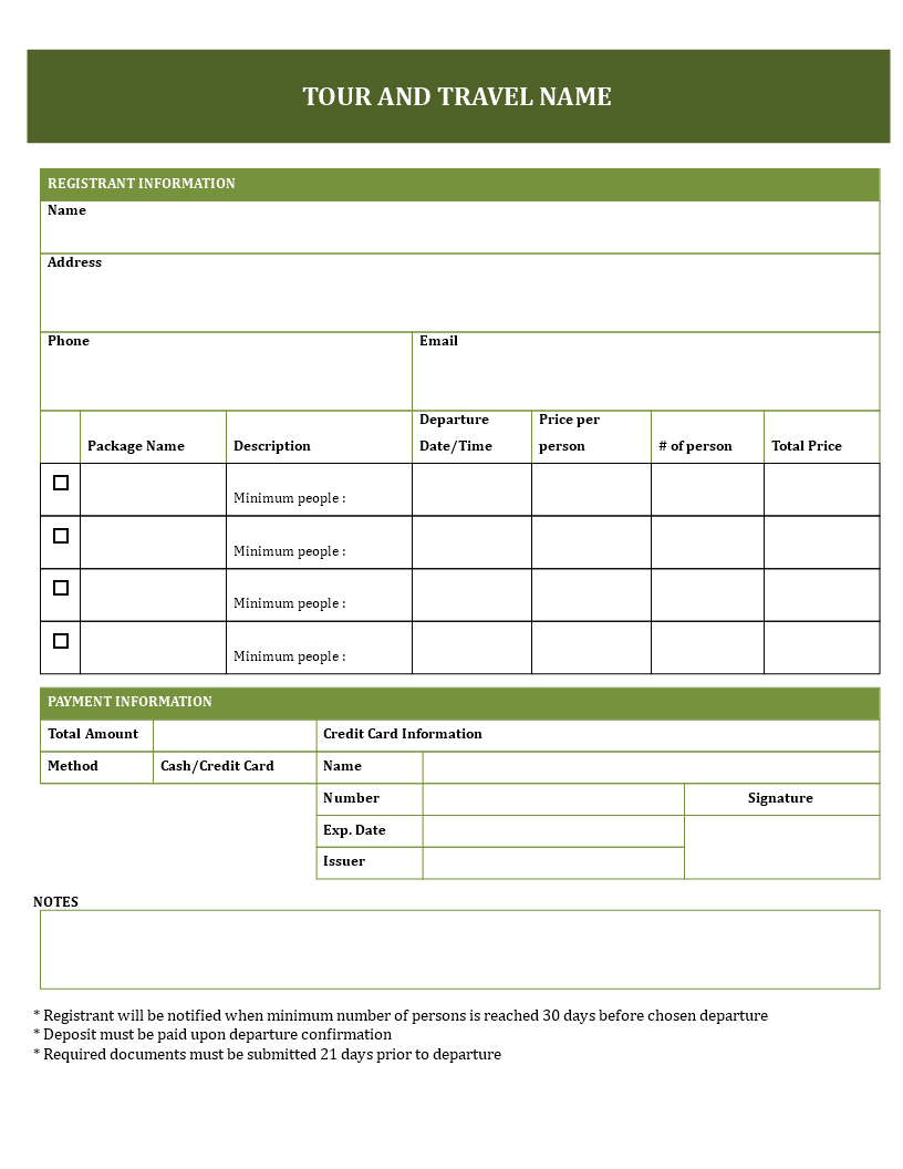 Travel Booking Form for Tours main image