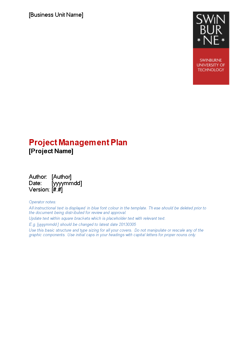 Project Management Plan Word main image