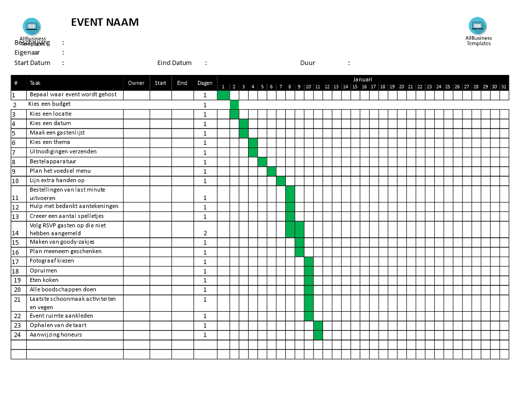 gantt chart evenement planning voorbeeld afbeelding 