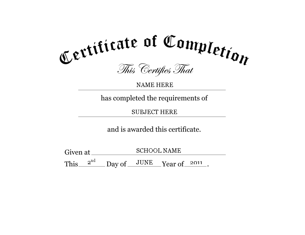 Kindergarten Preschool Certificate Of Completion Word main image