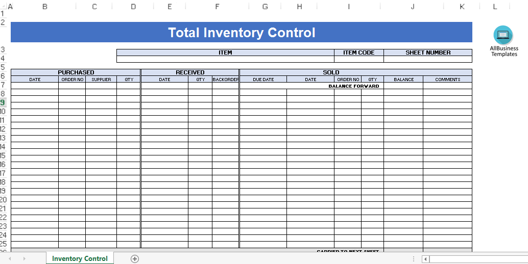 Total Inventory Control Template main image