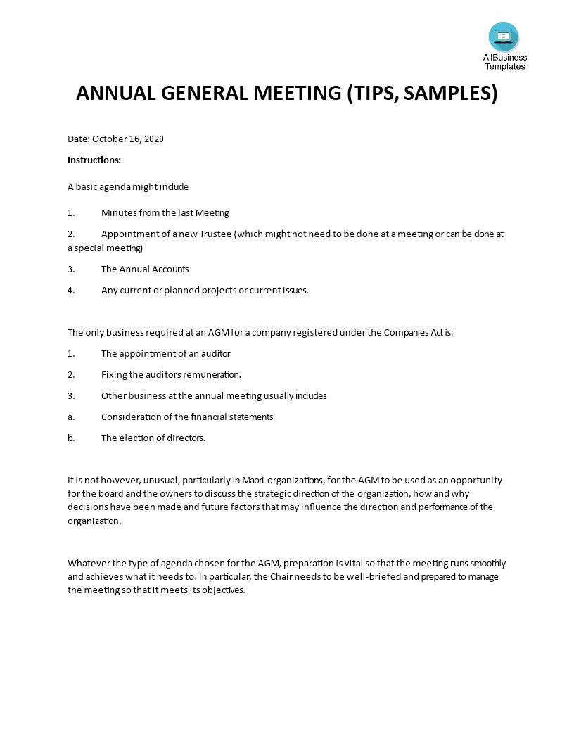 Non-Profit Annual General Meeting (AGM) Agenda template main image