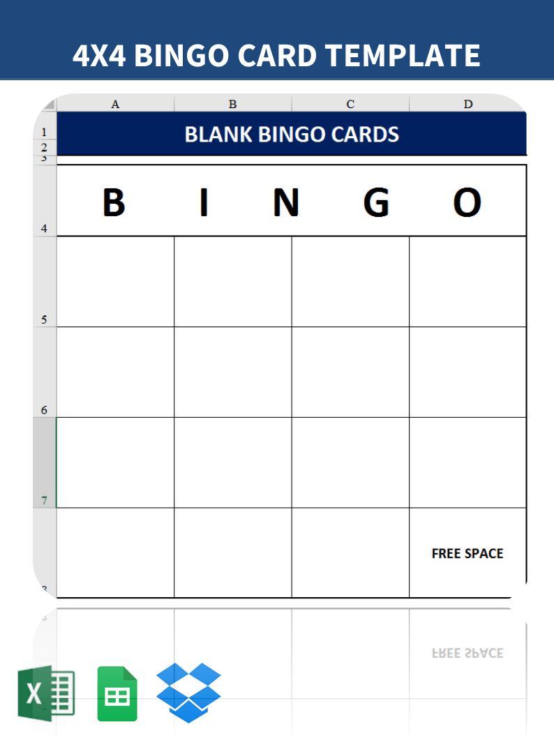 Blank Bingo cards 4x4 main image