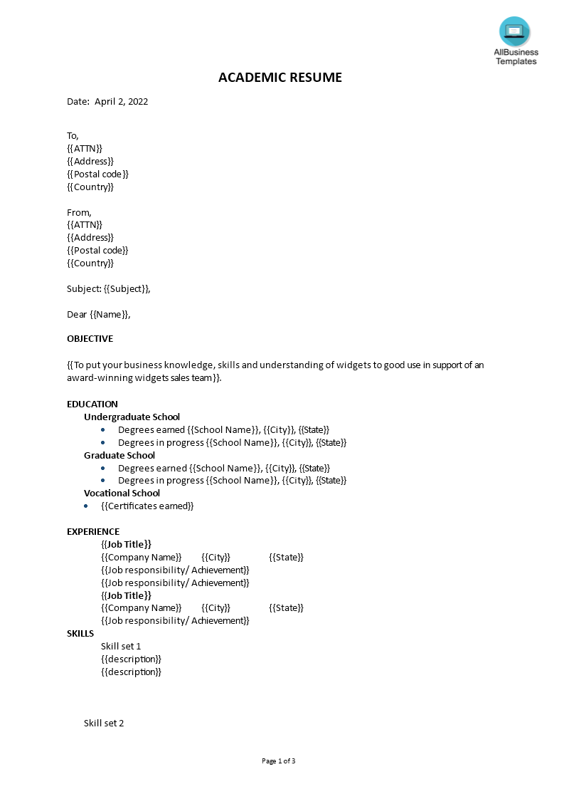 academic resume voorbeeld afbeelding 