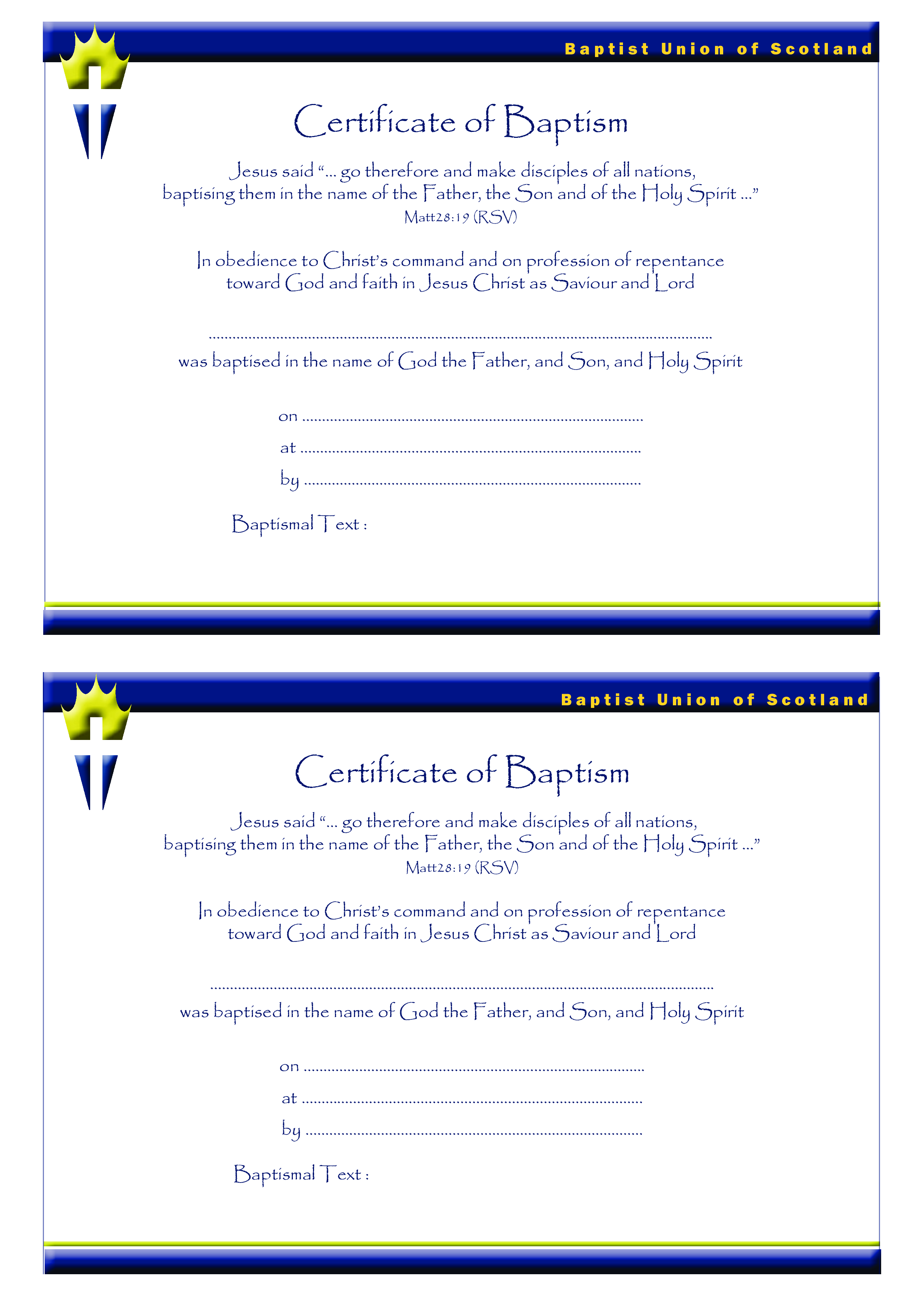 Certificate of Baptism Catholic main image