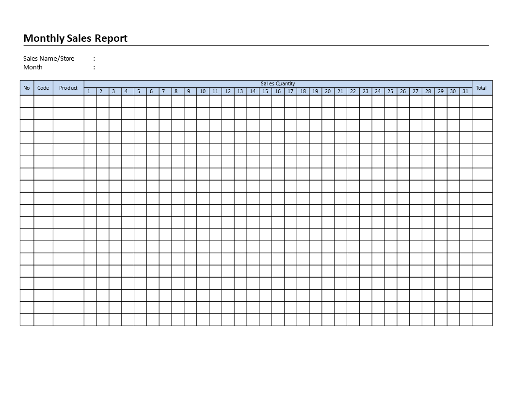 monthly sales report template voorbeeld afbeelding 