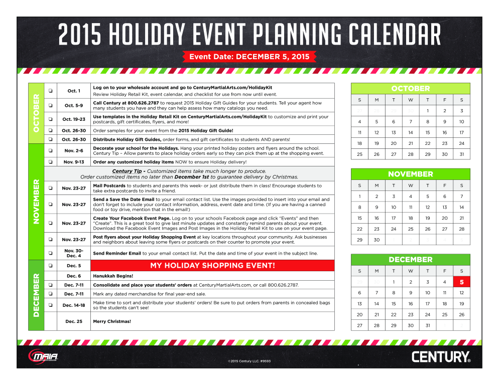 Holiday Event Planning Calendar 模板