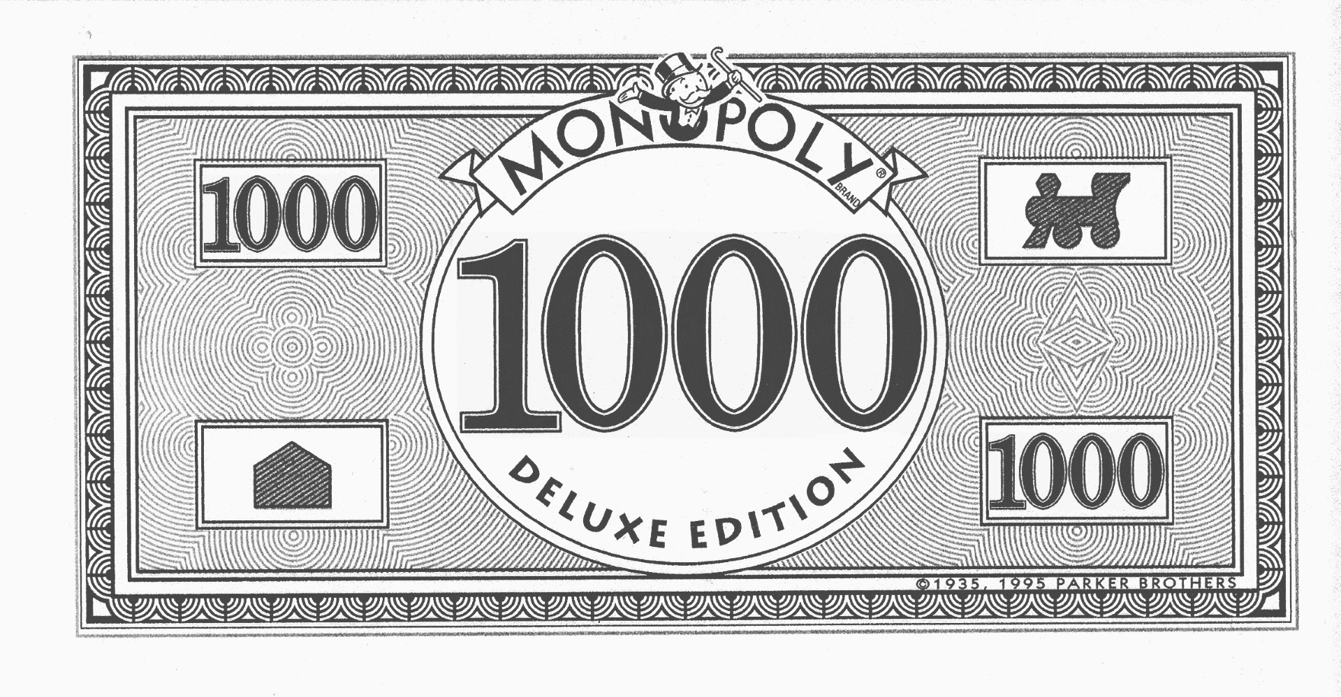 Printable 1000 Bill Monopoly Money main image