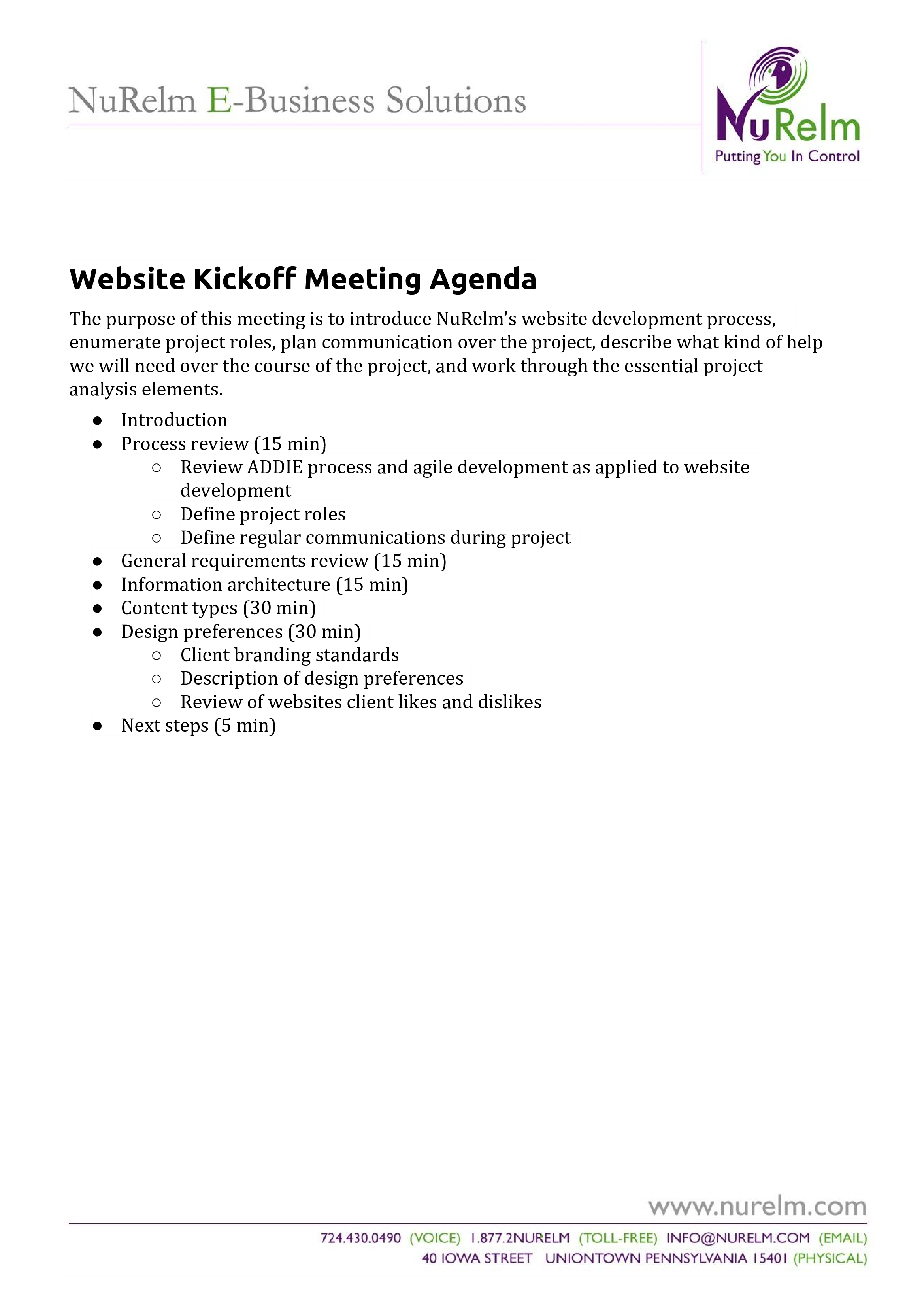 Website Kickoff Meeting Agenda main image