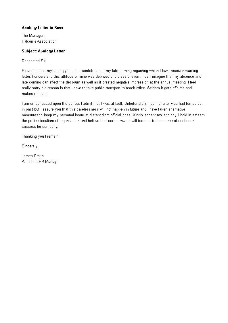 Letter of Apology to Boss main image