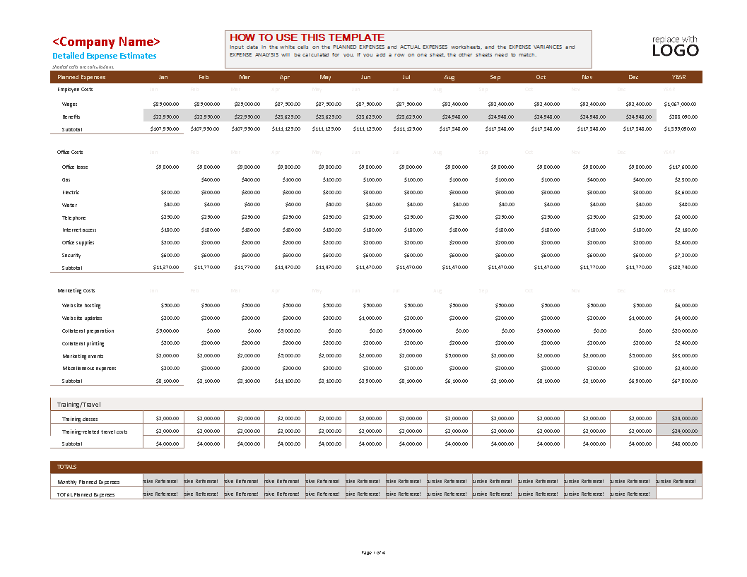 Business Expense Budget Excel main image