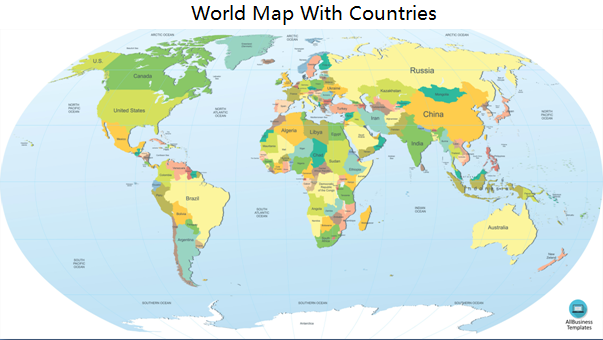 World Map With Countries Outline 模板