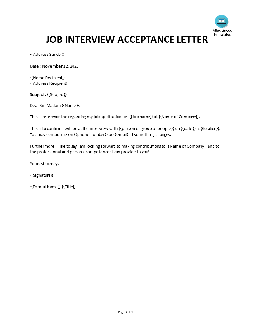 Acknowledgement Letter for Job Interview Invitation main image